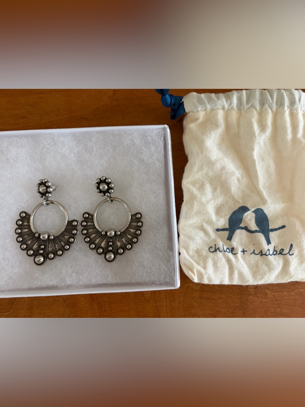Chloe + Isabel Antique Silver Floral Hoop Earrings
